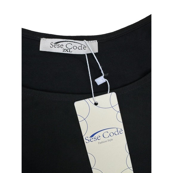Sese Code Womens Ruffle 3/4 Sleeve Mesh Loose Black Size‎ 2XL Top New Lined - Picture 5 of 7